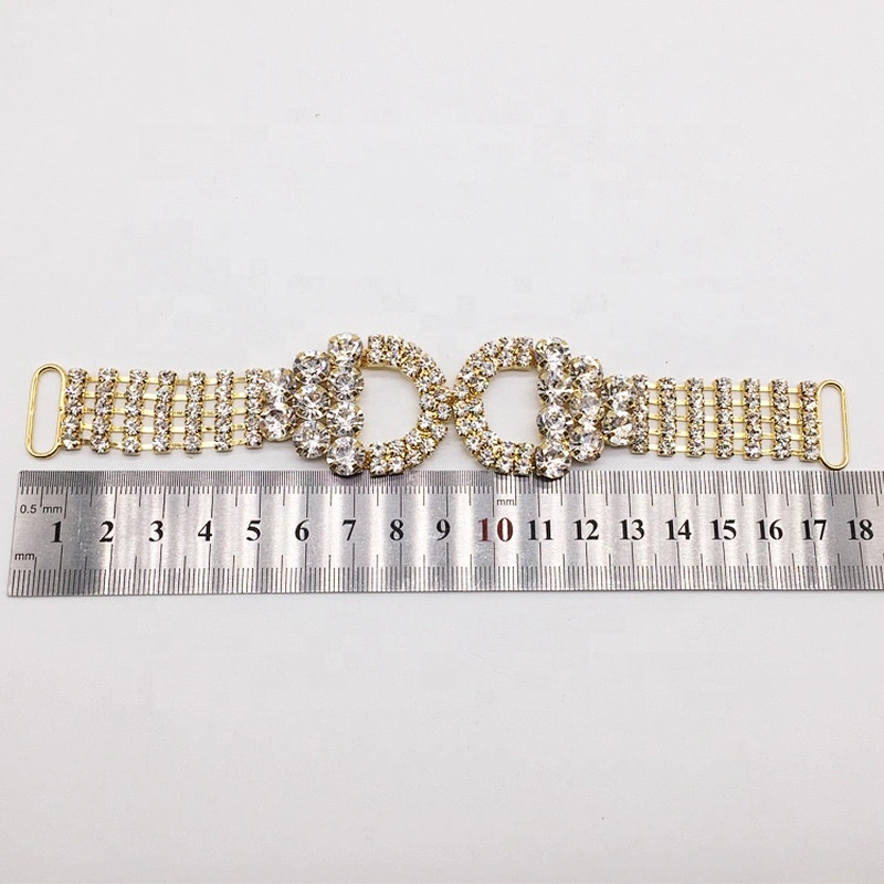 New design women belt buckle decorative gold plated rhinestone swimwear connector for bikinisuit