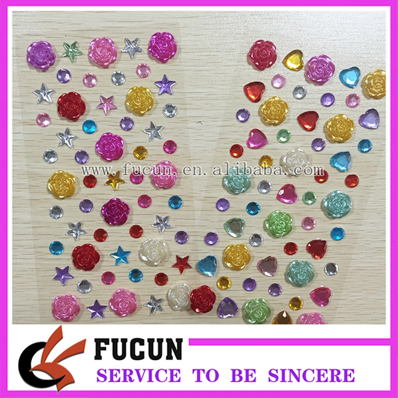 2019 New Product Fashion Gold Floral Sticker Colorful Decoration Plastic Flower Sticker