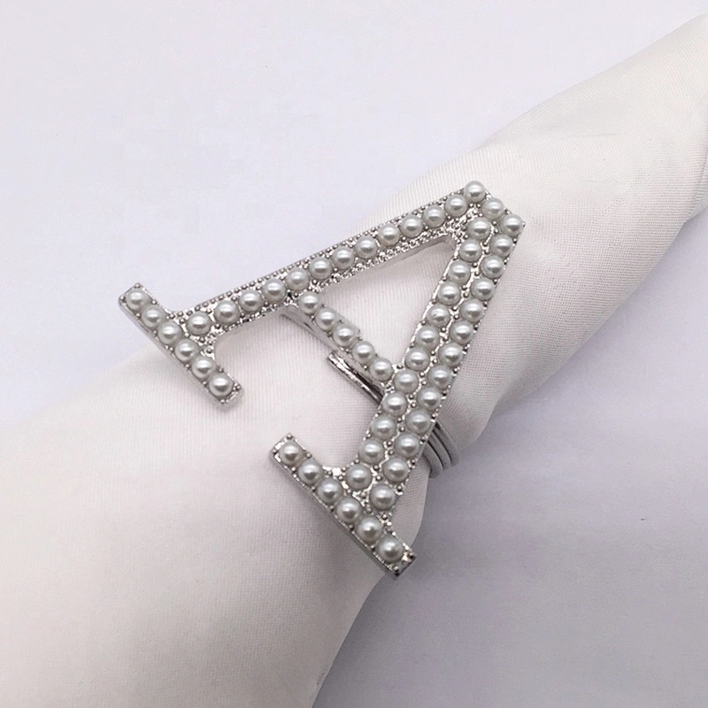 New styles wedding table application pearl rhinestones crystal silver napkin ring