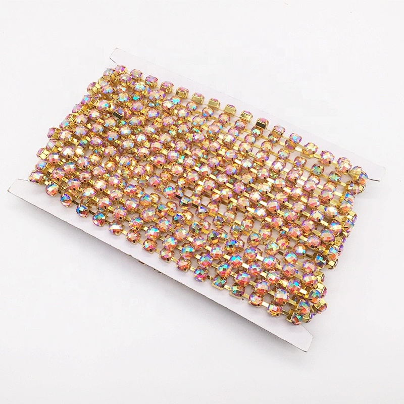 Wholesale Price New Design Cut Facets SS28 SS34 Resin Rhinestone Cup Chain
