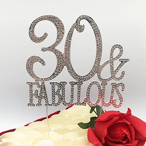 Wholesale Bling wedding decoration Diamante crystal 30 fabulous  cake topper