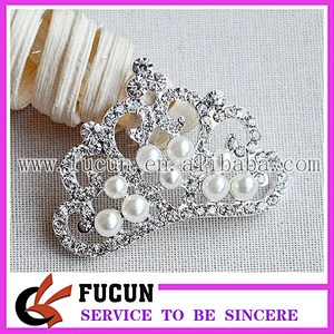 white pearl clear rhinestone crown slider for silk box decoration