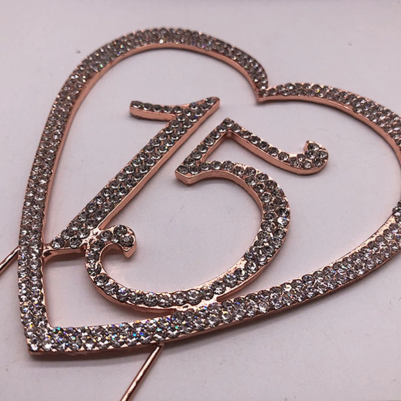 2019 sparkle rose gold plated crystal birthday  cake topper wholesale