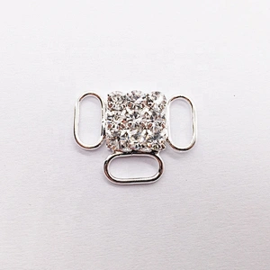 Silver Three Loops Swimwear Suit Ornament Rhinestone Bikini Connector