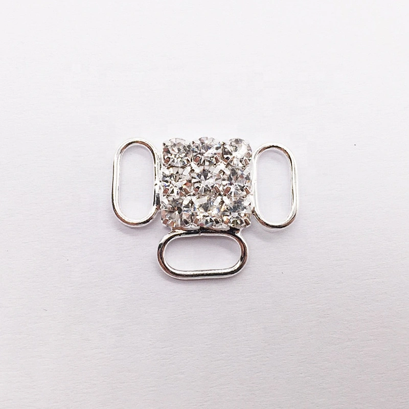 Silver Three Loops Swimwear Suit Ornament Rhinestone Bikini Connector