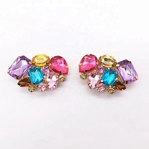 Rhinestones Decoration Various Colors Gold High Heel Shoe Spring Flat Clip Buckles