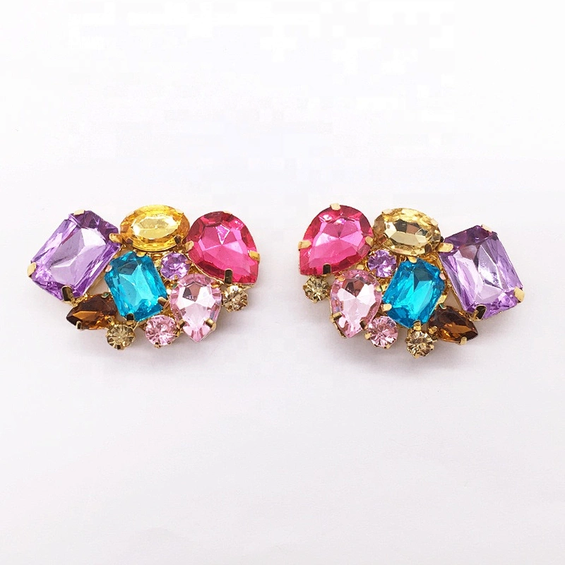 Rhinestones Decoration Various Colors Gold High Heel Shoe Spring Flat Clip Buckles