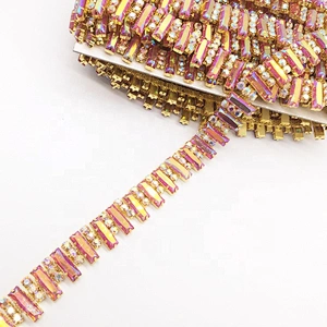 Hot selling carnival costume decoration new color tone crystal glitter AB rhinestone chain trims