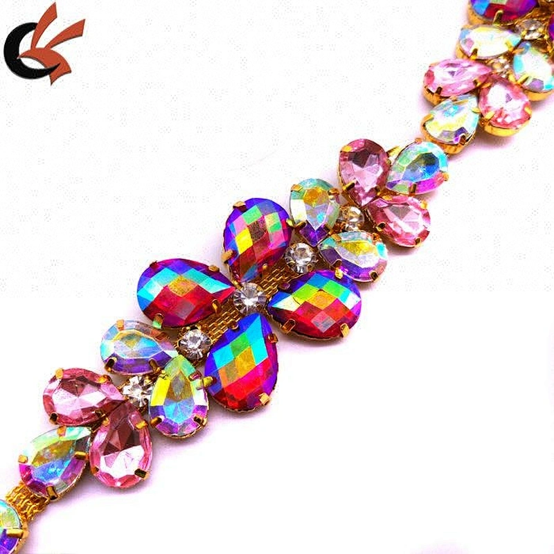 AB clear rhinestone cup chain trimming for clothing