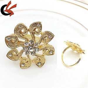 gorgeous gold metal crystal rhinestone napkin rings for wedding