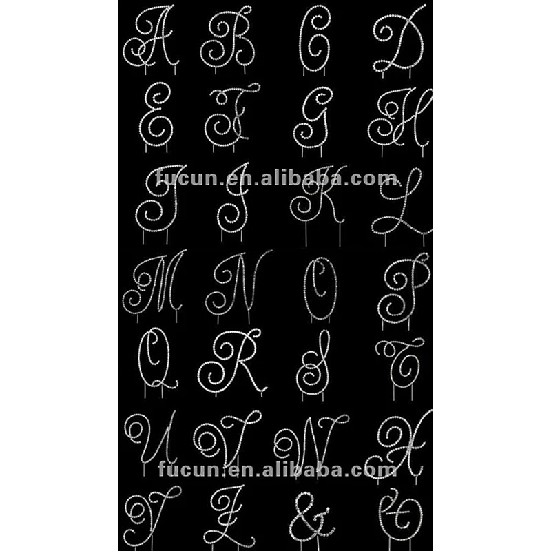 monogram alphabet A-Z rhinestone covered cake topper wedding decoration pick