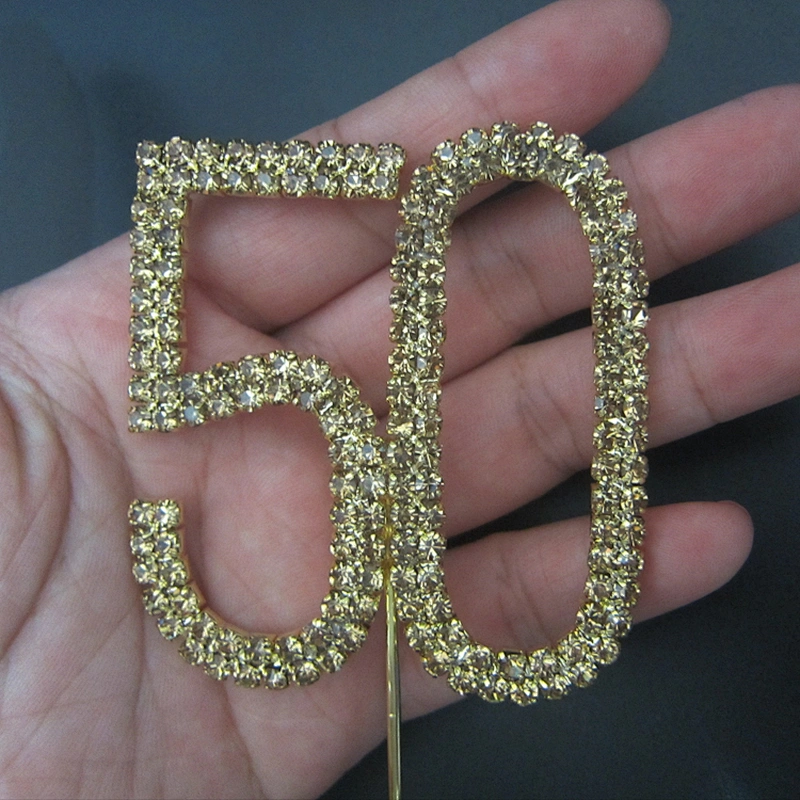 Crystal Rhinestone Shinning Number Cake Topper Birthday Cupcake Decorations
