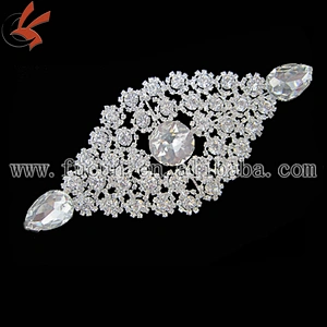 wholesale 18.5*8cm sew on rhinestone appliques for bride wedding