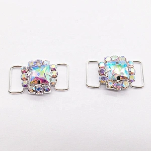 Wholesales Cheap Silver Plated Alloy Crystal Rhinestone Button Bikini Connector