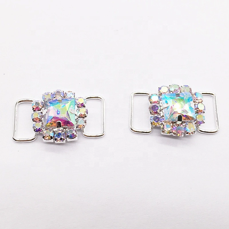 Wholesales Cheap Silver Plated Alloy Crystal Rhinestone Button Bikini Connector