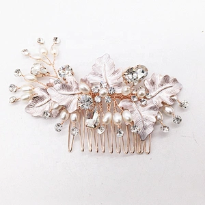 top seller 2019 trending styling hair comb wedding curly hair rhinestone bead comb factory price