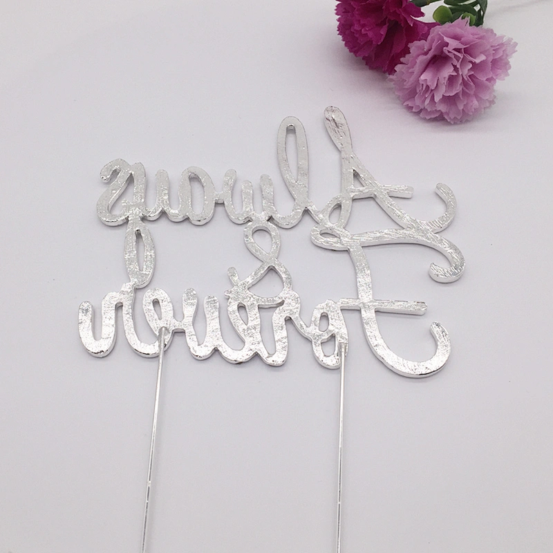 Always & Forever wedding table cake centerpiece rhinestone cake topper pick