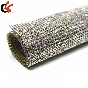 24*40cm AB Clear Bling Bling Hot Fix Rhinestone Mesh Rhinestone Self-adhesive Sticker