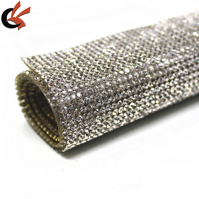 24*40cm AB Clear Bling Bling Hot Fix Rhinestone Mesh Rhinestone Self-adhesive Sticker