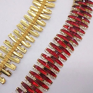 DIY Costume Sew On Gold Metal Custom resin color rhinestone trimming