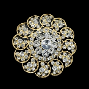 Factory Handmade Gold Base Rhinestone Flower Brooch Big Crystal Brooch Wholesale