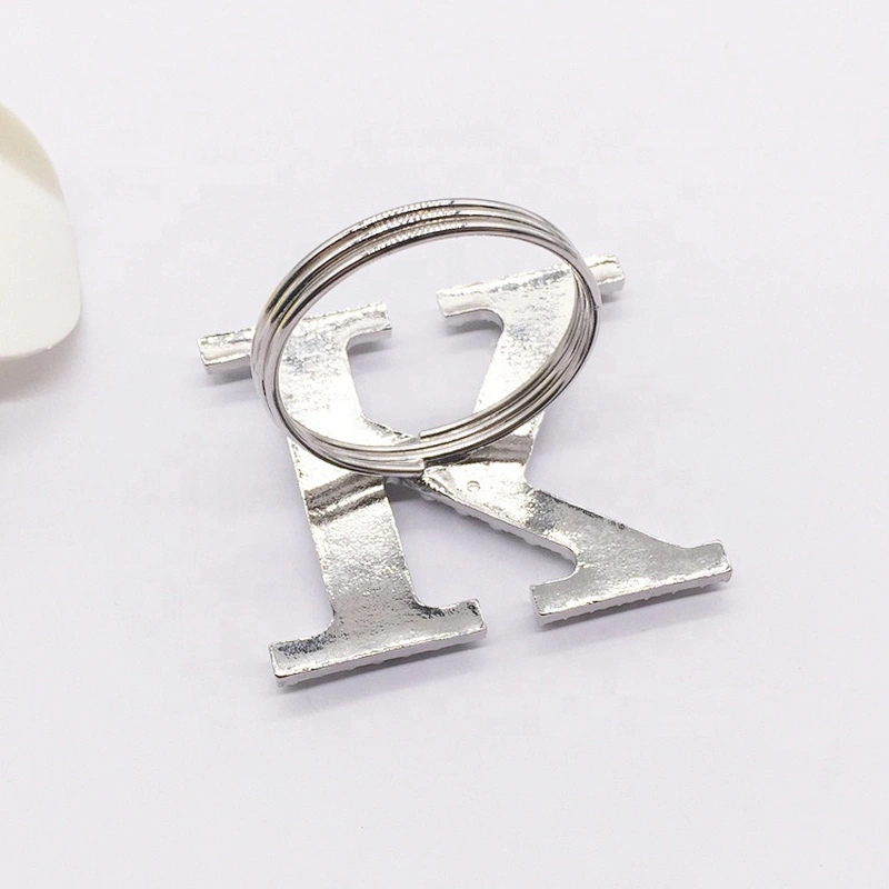 2020 New Custom Fashion Alloy Metal Type Initial Letter K Pearl Rhinestone Stock Napkin Ring