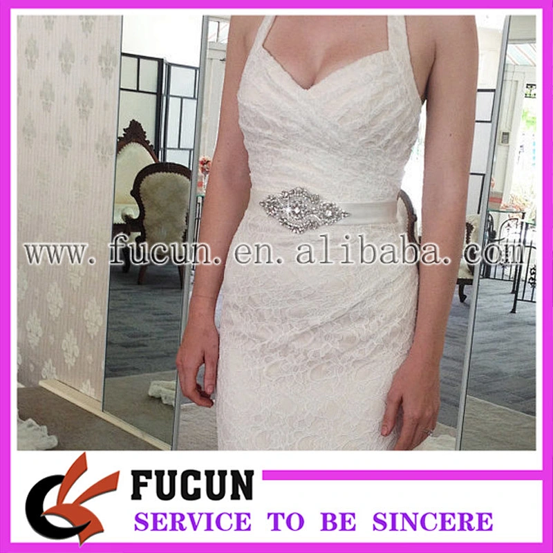 Hot sale hand rhinestone applique embroidery designs lace ribbon for wedding