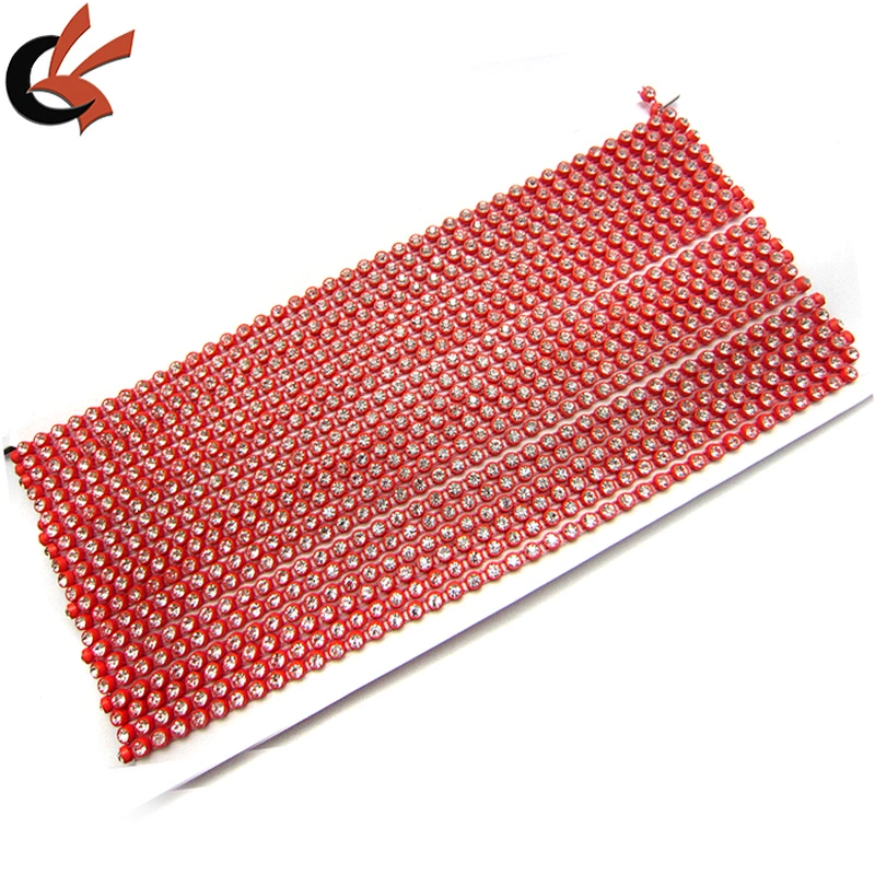 AB clear Rhinestone Trimming Sew on with red Plastic cup base