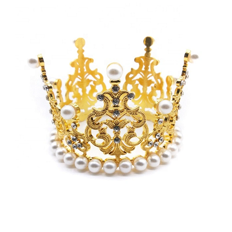 New small rhinestone pearl crown cake topper for wedding party cake decoration