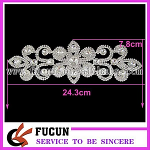 Sparkling Rhinestone bridal beaded lace applique rhinestone chain wedding belt