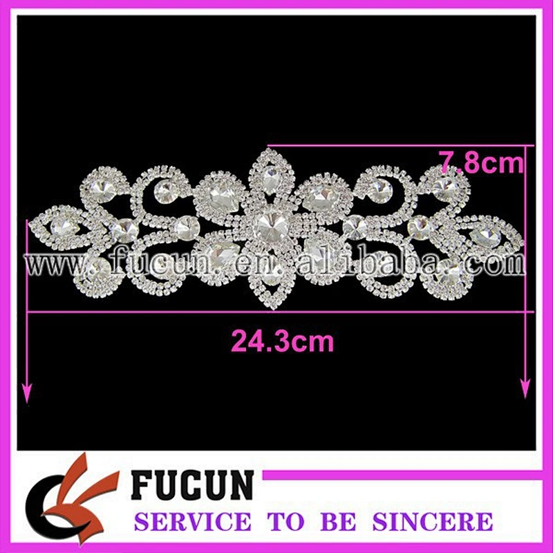 Sparkling Rhinestone bridal beaded lace applique rhinestone chain wedding belt