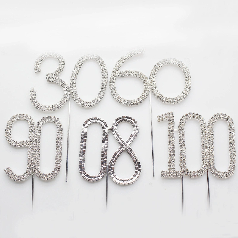 small size wedding rhinestone table number birthday numeral cake toppers wholesale