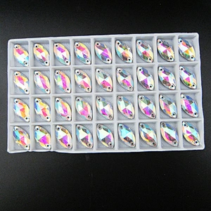 Luminous blingbling horse eye shape glass beads reflection crystal strass sewing on clothes