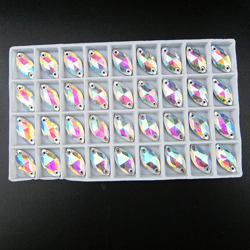 Luminous blingbling horse eye shape glass beads reflection crystal strass sewing on clothes
