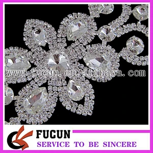 Sparkling Rhinestone bridal beaded lace applique rhinestone chain wedding belt