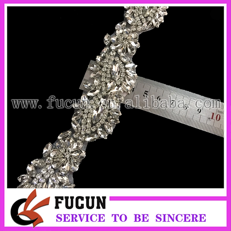 Wedding Bridal Sash Beaded Rhinestone Applique