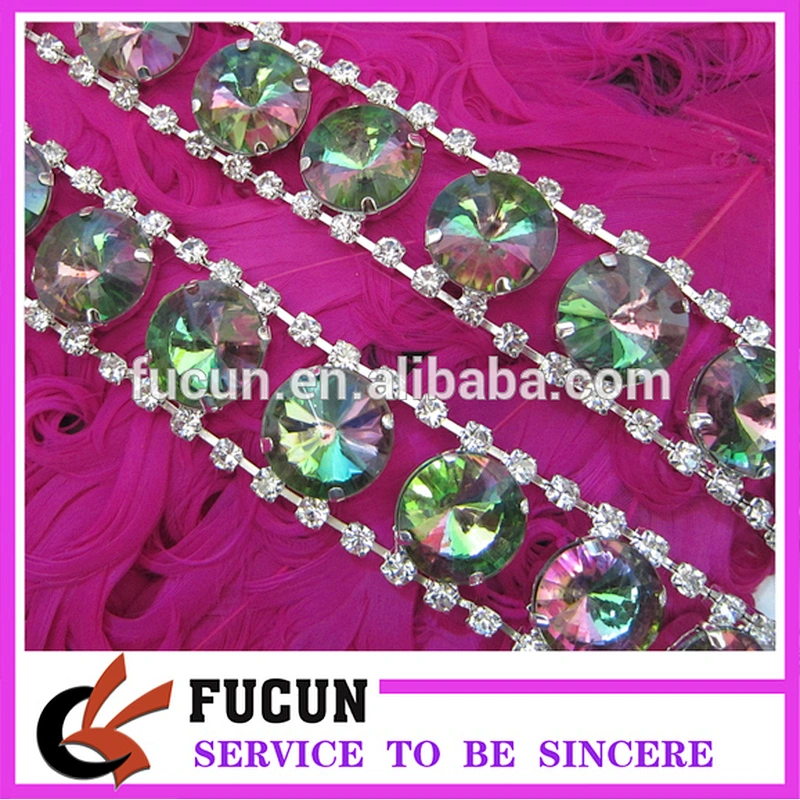 Sewing Craft Trim AB Colours Drop Rhinestone Chain