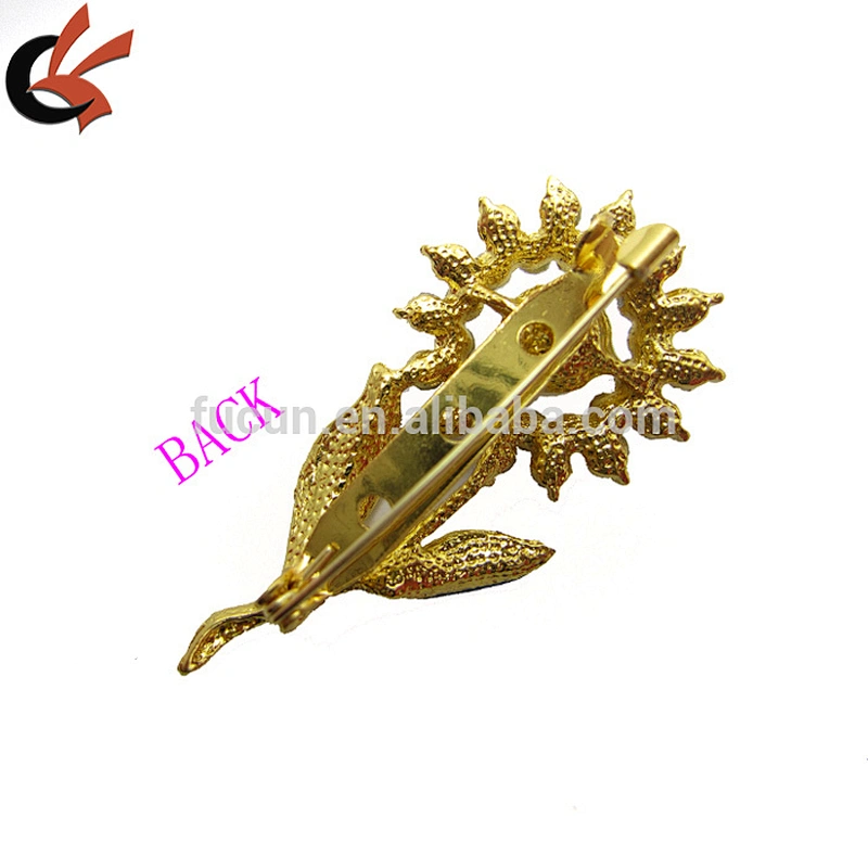 enamel pearl rhinestone sunflower brooch for wedding decoration
