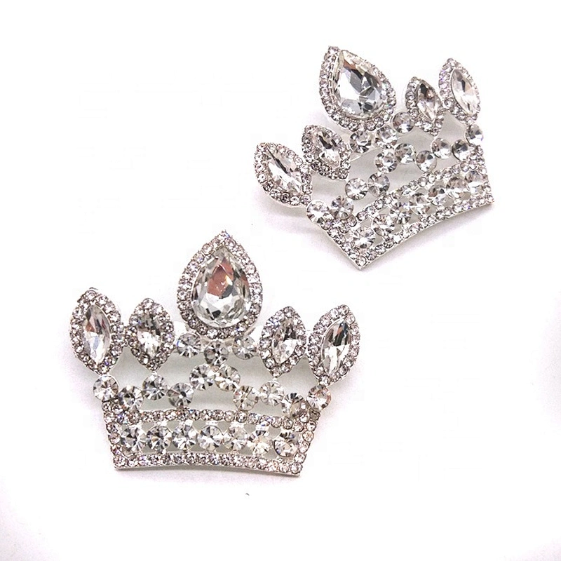 Sparkly rhinestone crown brooch pin for Wedding Bouquet Bridal Sash Embellishment Dress Applique