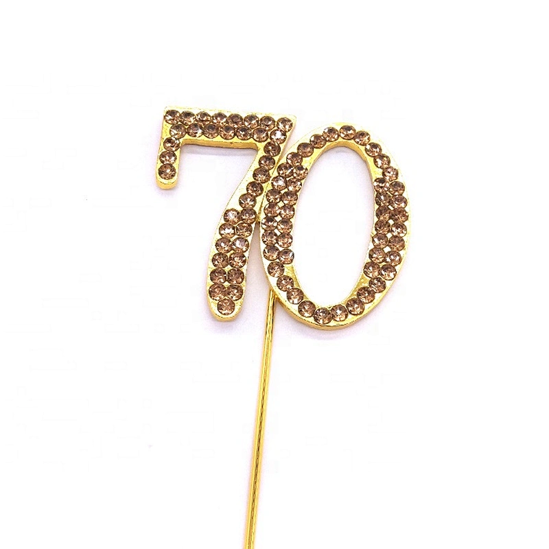 gold Rhinestone 30th Birthday Anniversary vow renewal cake pick