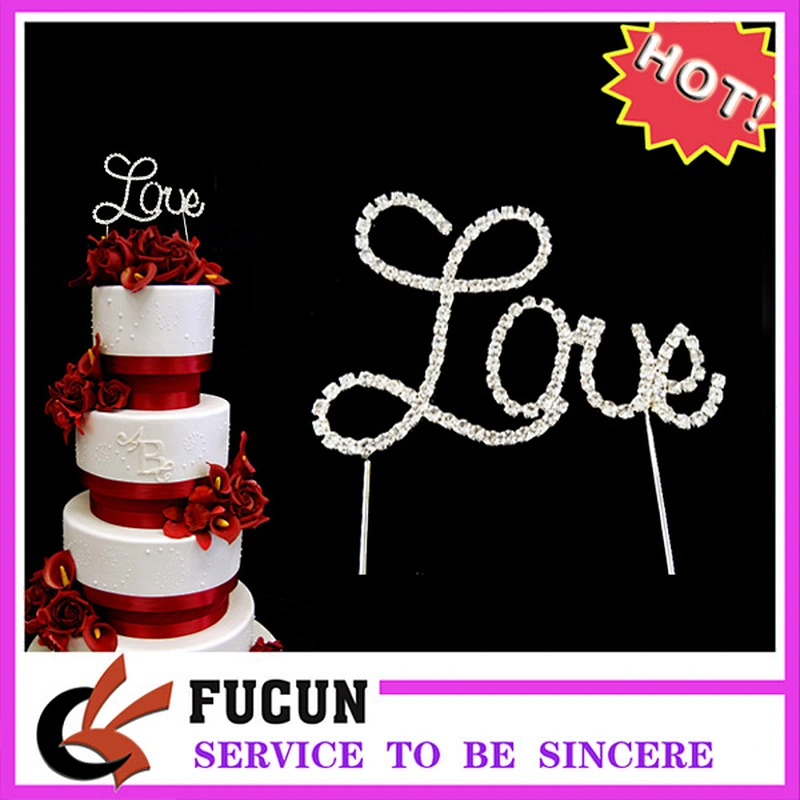 decorative valentine day rhinestone picks LOVE Cake topper
