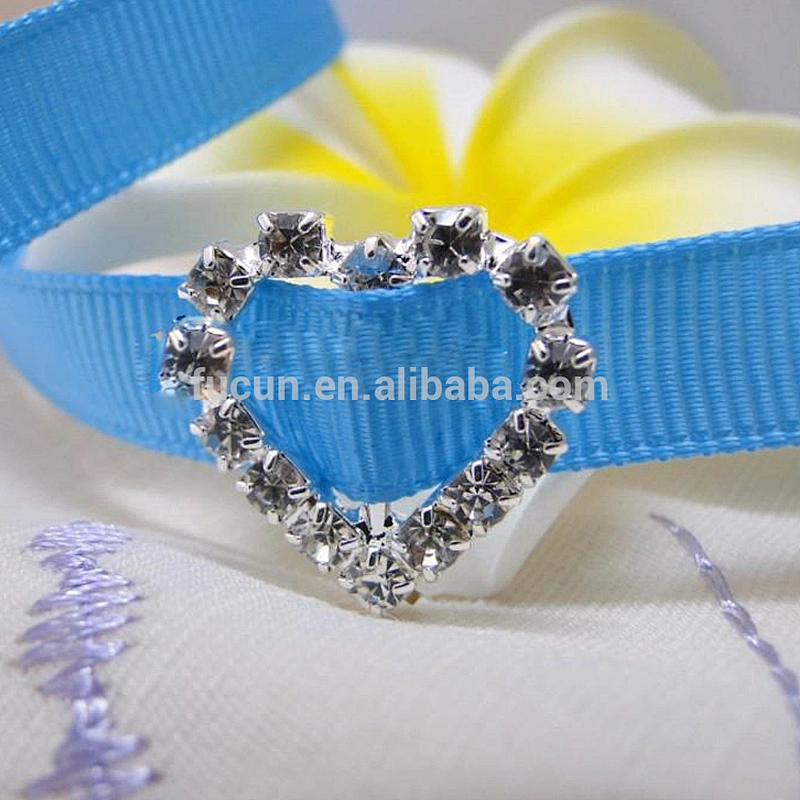 fashion rhinestone ribbon slider buckle heart belt sash buckle for sell