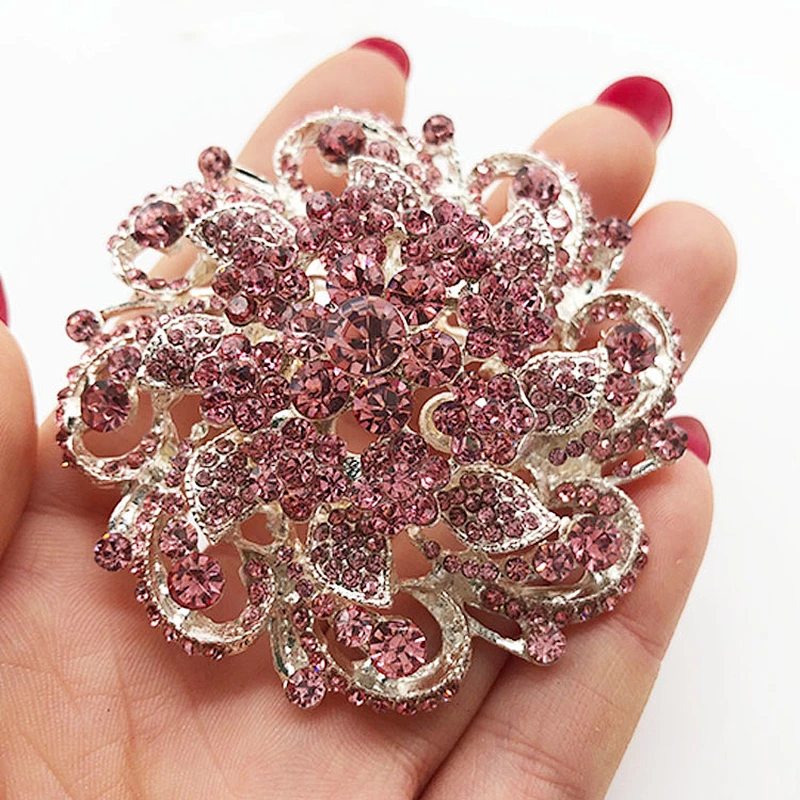 factory zinc alloy crystal jewelry brooch in bulk