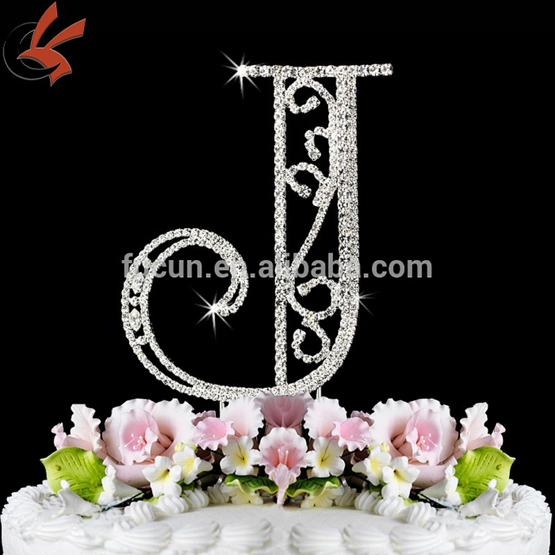 letter V rhinestone monogram wedding cake topper
