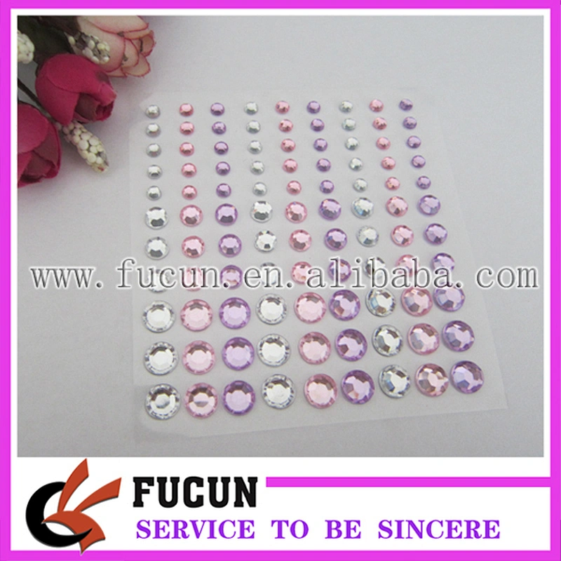 Diamond shaped adhensive rhinestone resin sticker sheets
