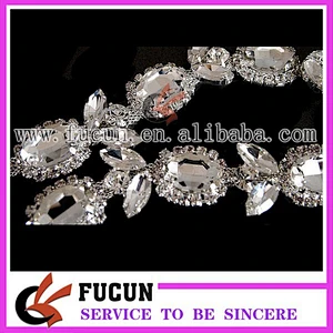 Clear Leaf Rhinestone Trim Trimming Chain Dress Clothes Sewing Decor