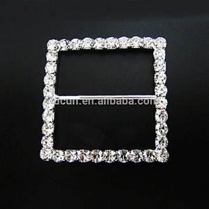 40mm diamante wholesale square rhinestone sash belt buckle silver base chair sash buckles