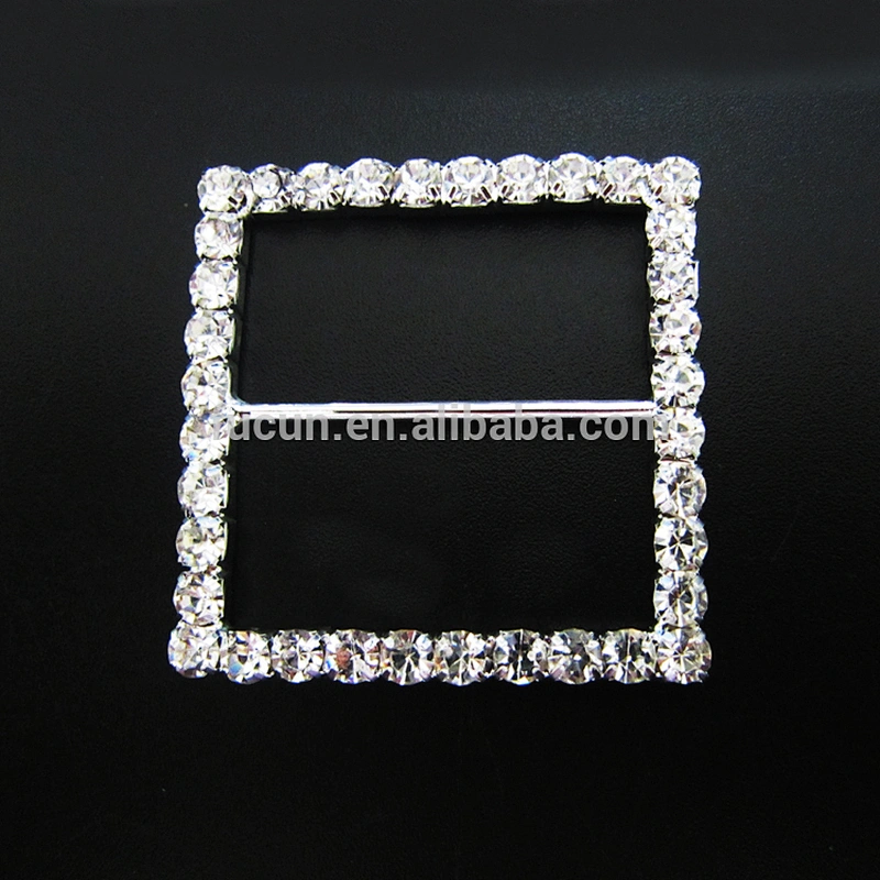 40mm diamante wholesale square rhinestone sash belt buckle silver base chair sash buckles