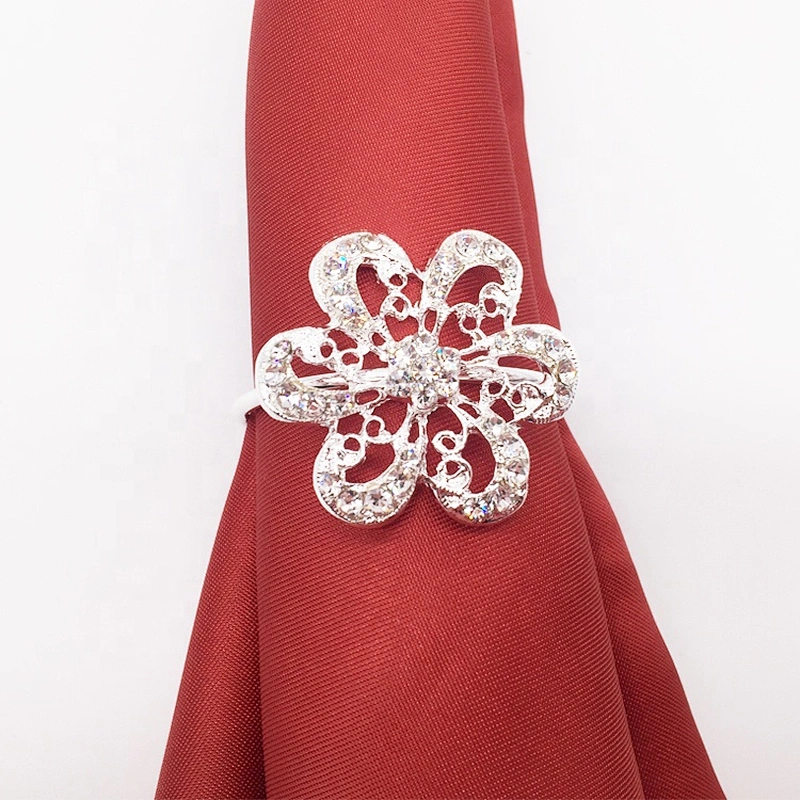 factory wholesale delicate cheap price eco-friendly table little flower shape crystal napkin ring