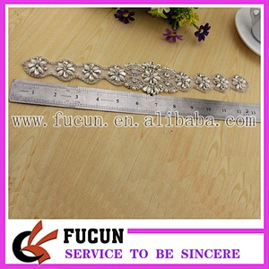 beads embroidery patch headband,crystal wedding sash lace applique flower for girl dresses